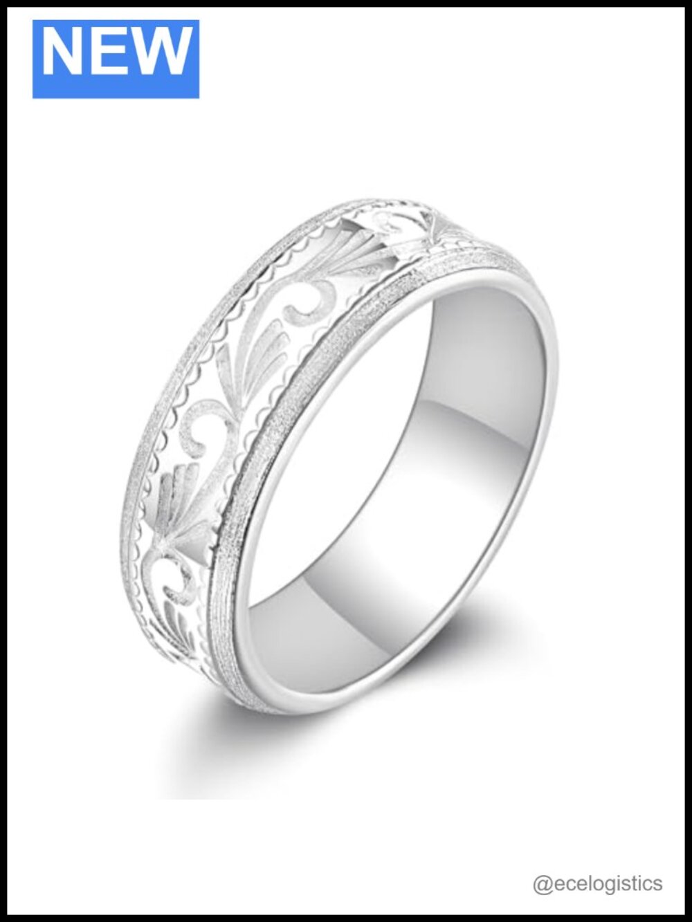 Sterling Silver Filigree Ring 6mm Wide Band Leaf Design Vintage Unisex
